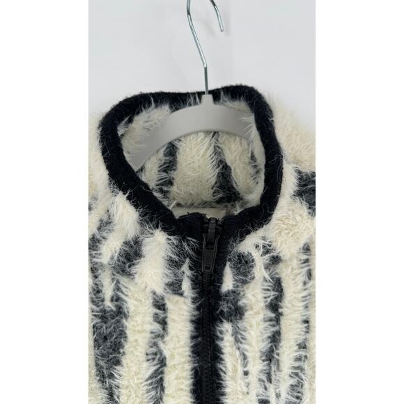 Anthropologie Cindy Eyelash Half Zip Pullover Sweater Womens XS Black Cream - Picture 6 of 13